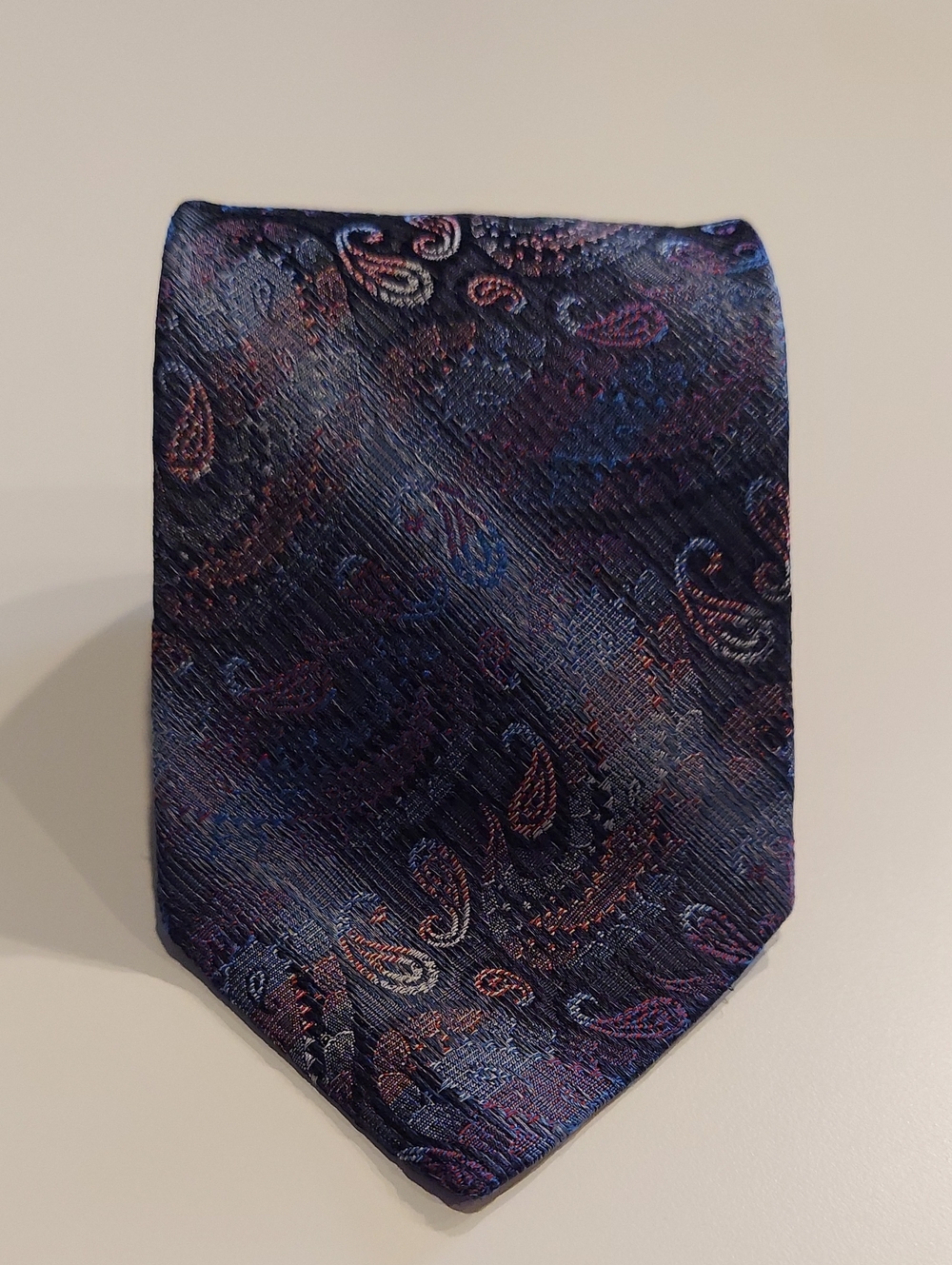 Vintage Charles Jourdan Men's Paisley Silk Tie in Deep Navy & Purple